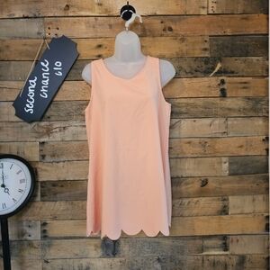 SALE-12pm By Mon Ami Wms Peach a-line tunic Tank with scallop edge bottom SZ S